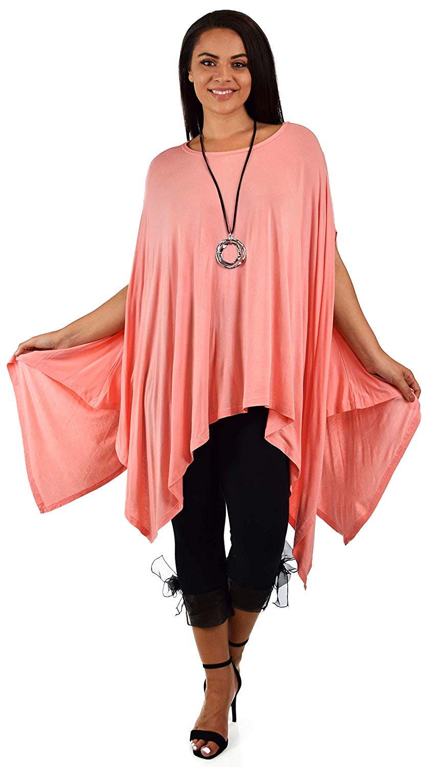 Dare2bStylish Women Versatile Loose Fit Dolman Poncho Tunic Dress Top Cover Up