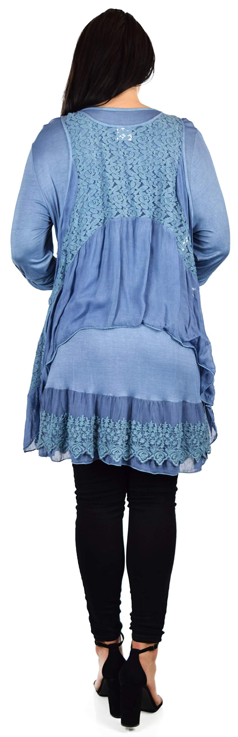 Dare2bStylish Lace Top, Women Lace tunic, Plus Size Lace Tunic, Plys size lace Blouse 2pc tunic set, Top + Vest Set