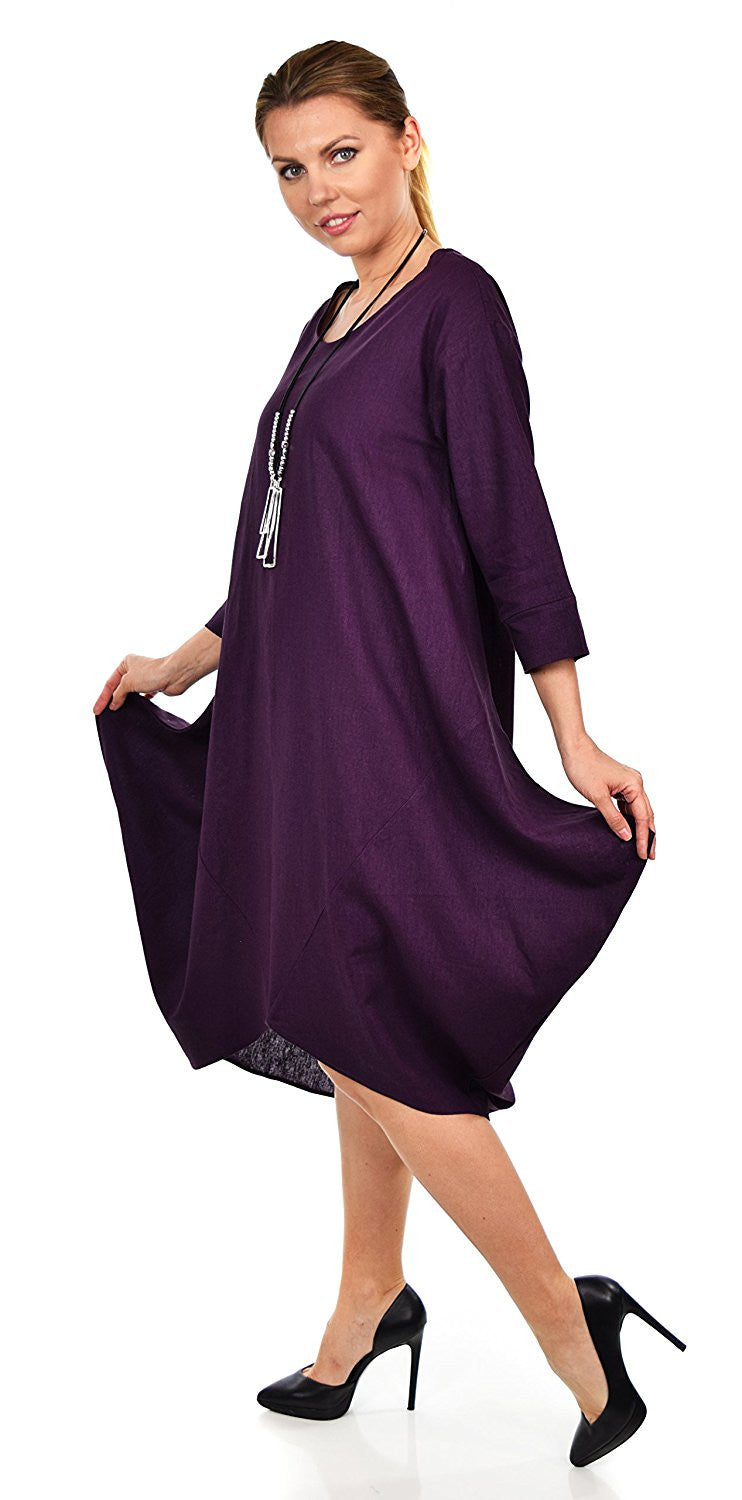 Linen Dress, Designer Linen Dress, Quirky Linen Dress, Lagenlook Linen Dress, Balloon Dress