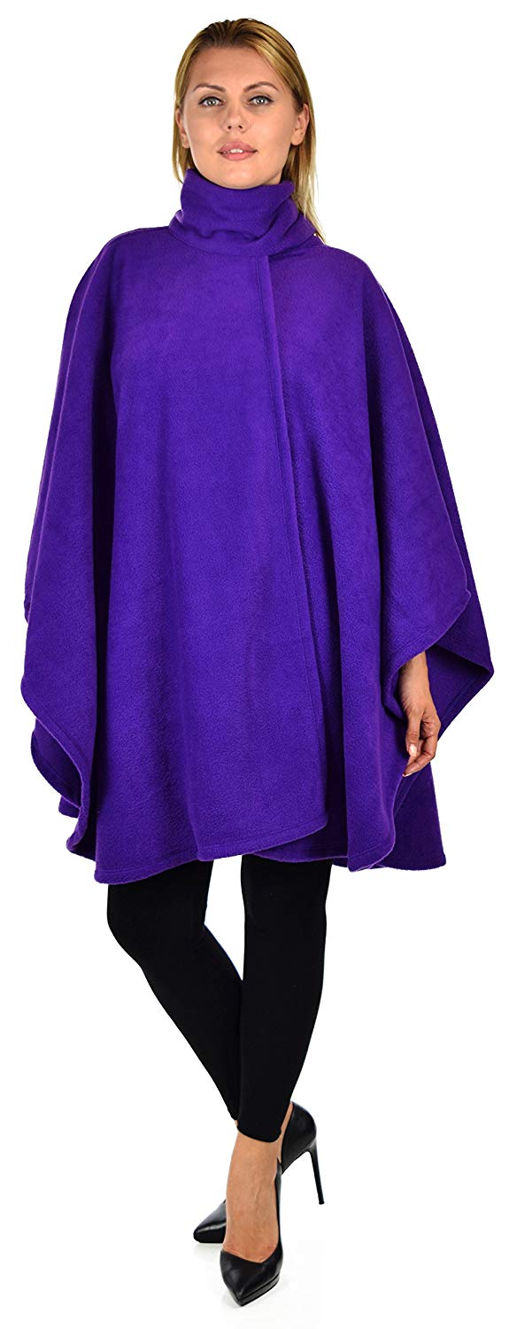Dare2bStylish Women Poncho Style Fleece Cover Up with Muffler