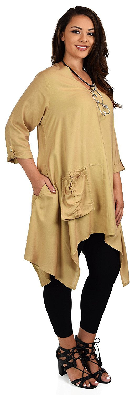 Plus Size Asymmetrical Fishtail Swing Dress Tunic Top