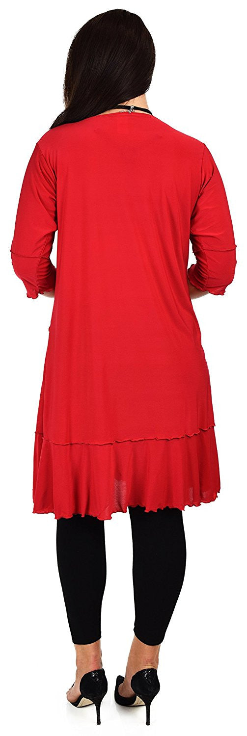Women Plus Size Long 3/4 Sleeve Swing Tunic , Women Artsy Dress Top, Designer Tunic for Versatilty.