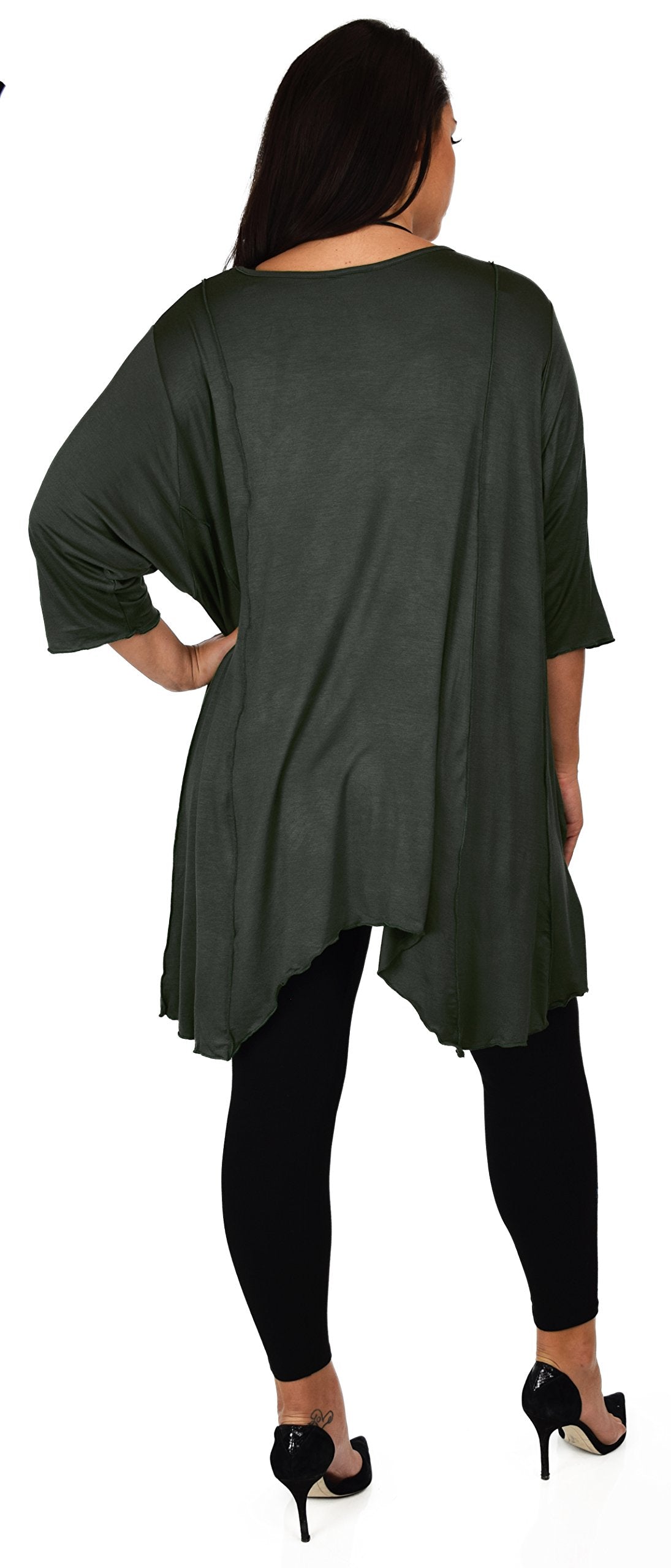 Plus Size Asymmetrical Fishtail Tunic Top w/Side Pockets