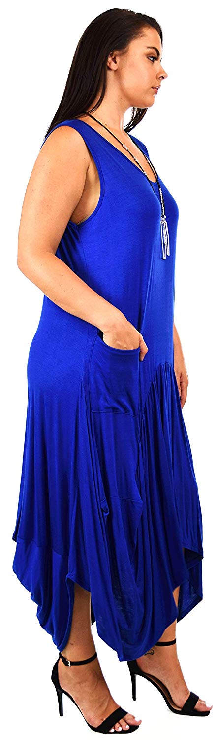 Dare2BStylish Plus Size High Low Sleeveless Loose Fitting Maxi Dress