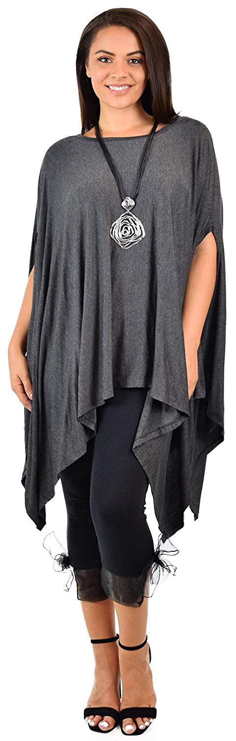Dare2bStylish Women Versatile Loose Fit Dolman Poncho Tunic Dress Top Cover Up