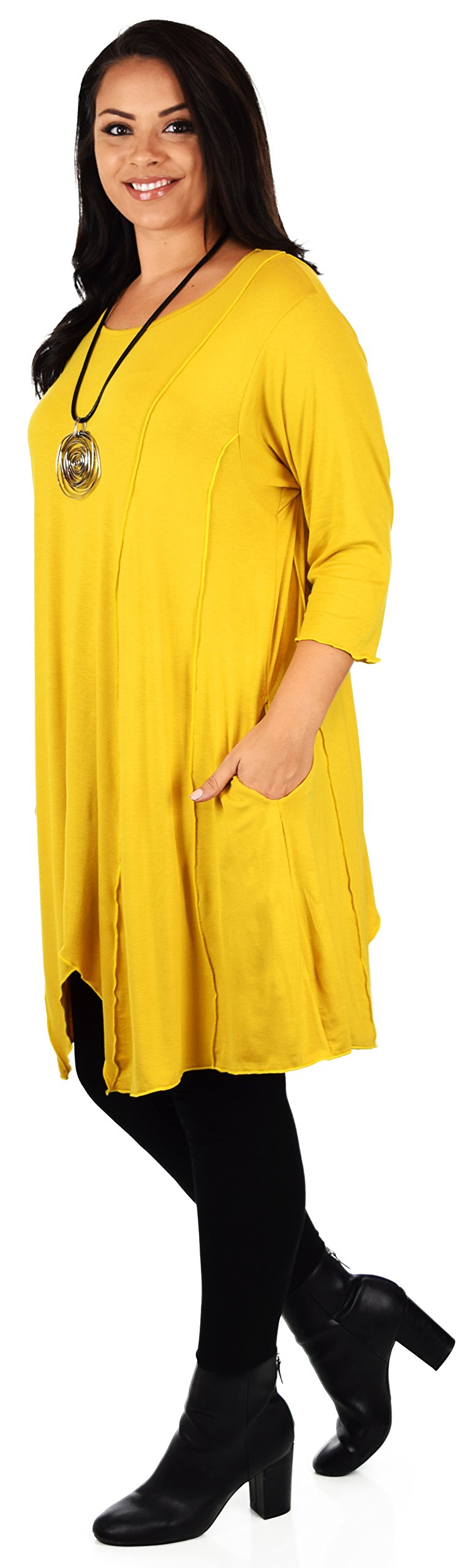 Plus Size Asymmetrical Fishtail Tunic Top w/Side Pockets