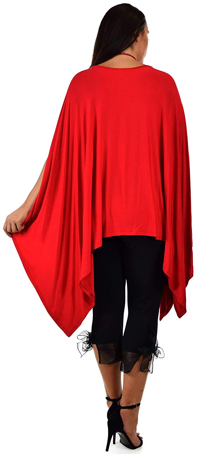 Dare2bStylish Women Versatile Loose Fit Dolman Poncho Tunic Dress Top Cover Up