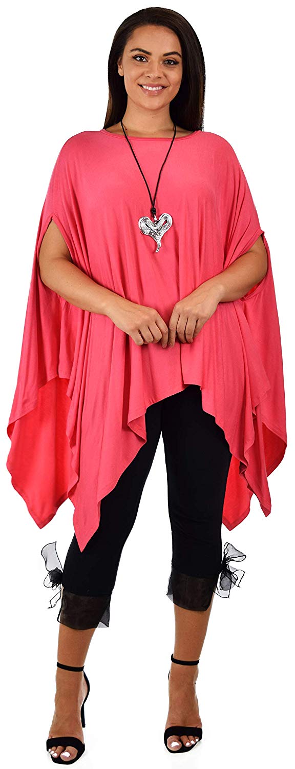 Dare2bStylish Women Versatile Loose Fit Dolman Poncho Tunic Dress Top Cover Up