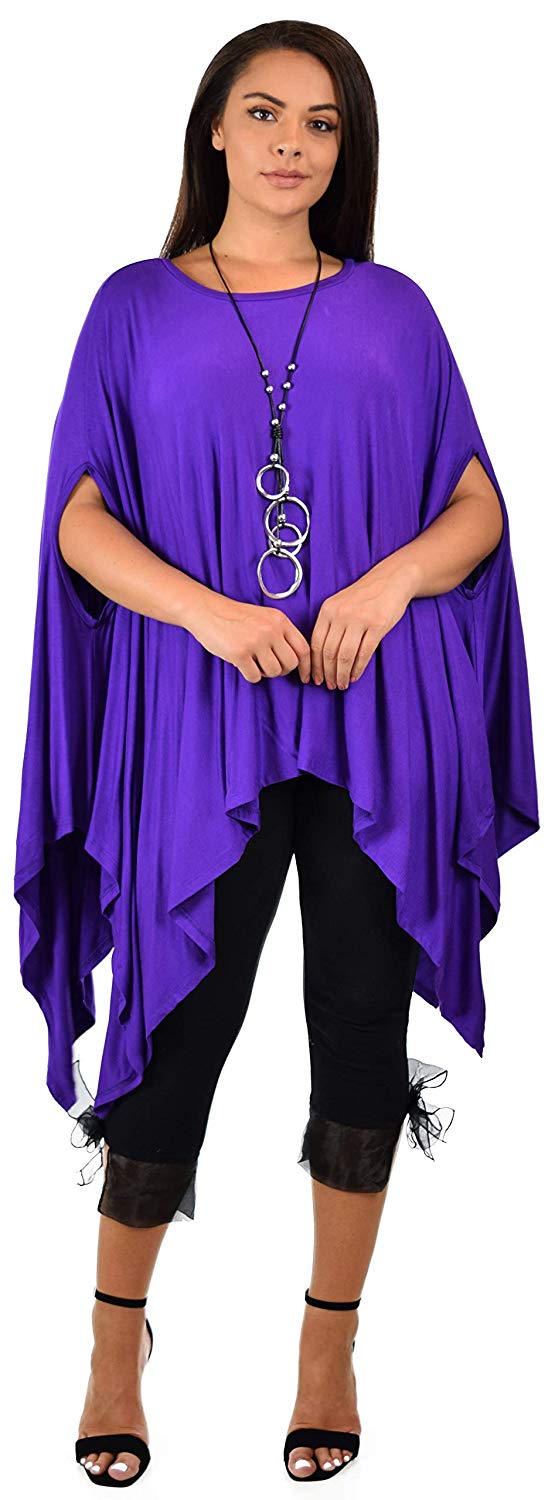 Dare2bStylish Women Versatile Loose Fit Dolman Poncho Tunic Dress Top Cover Up