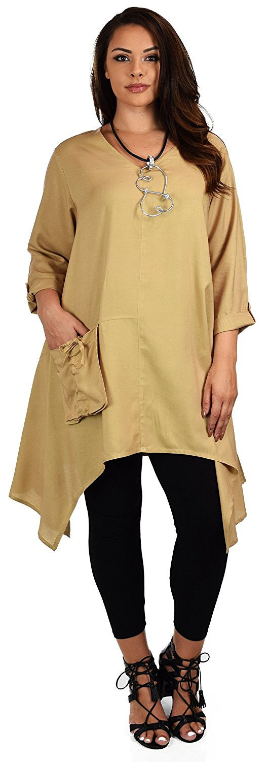Plus Size Asymmetrical Fishtail Swing Dress Tunic Top