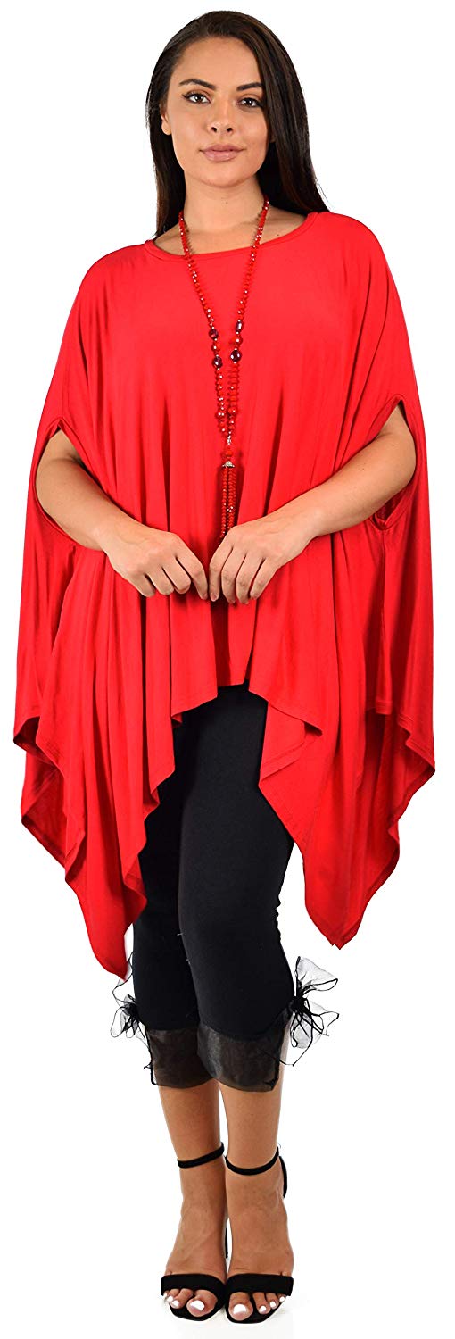 Dare2bStylish Women Versatile Loose Fit Dolman Poncho Tunic Dress Top Cover Up