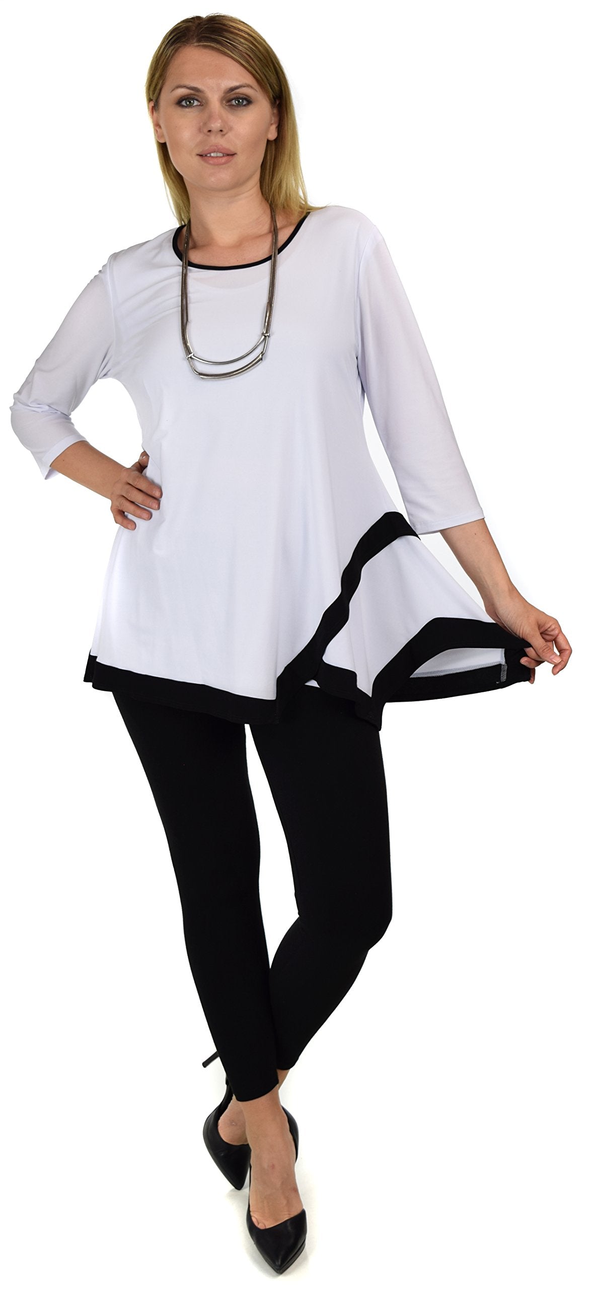 Dare2bstylish Tunic, Women Two Tone Hem Tunic,  Swing Tunic  3/4 Sleeve Tunic Shirt Top | Reg & Plus Sizes
