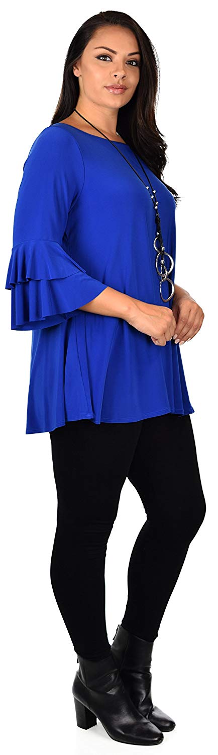 Dare2BStylish Women Plus Size Ruffle Sleeve Chic Tunic Top Blouse Shirt