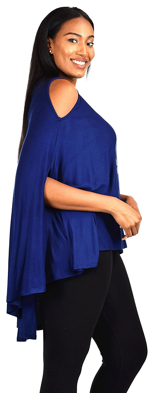 Plus Size Summer Batwing Cold Shoulder Tunic Blouse Top