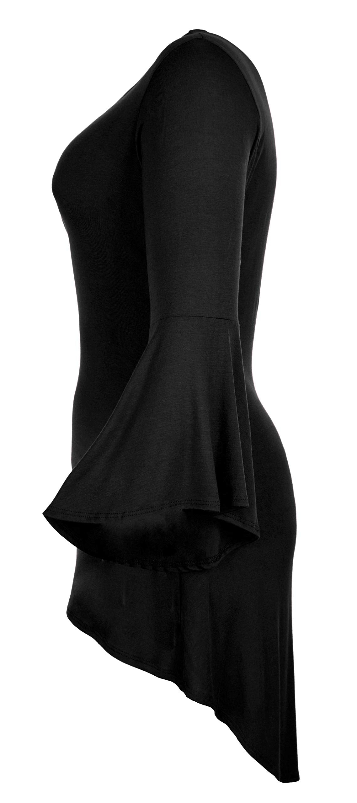 Women Plus Size High Low Bell Sleeve Gothic Blouse Tunic Top