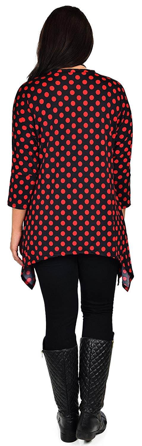 Dare2bStylish Women Vintage Polka Dot Asymmetrical Fishtail Swing Tunic Shirt Top