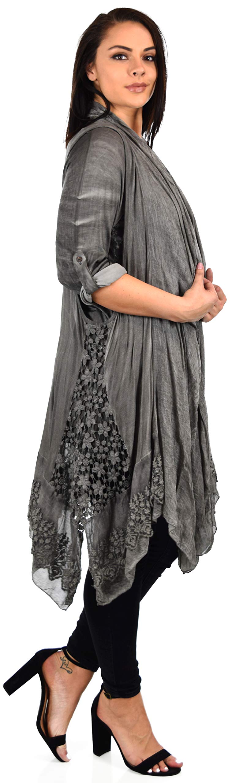 Desiner Tunic set, Women's 2 PC Netted Embroidered Lace Tunic set,  Blouse Top + Vest Set