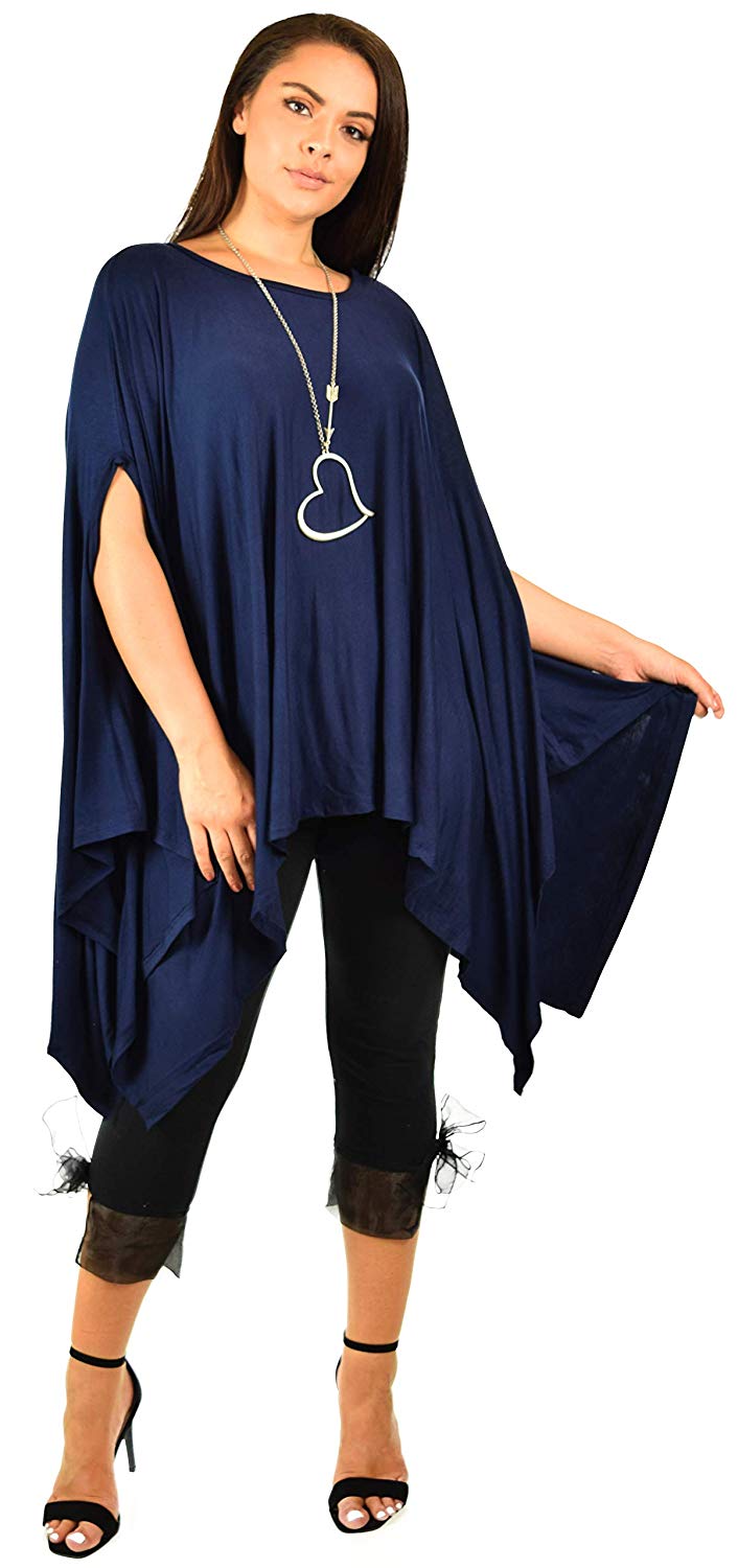 Dare2bStylish Women Versatile Loose Fit Dolman Poncho Tunic Dress Top Cover Up