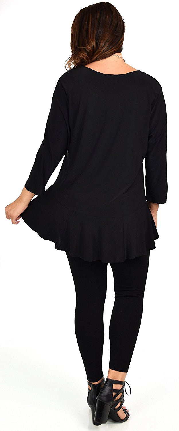 Plus Size Flare Hem Babydoll Summer Swing Tunic Blouse Top