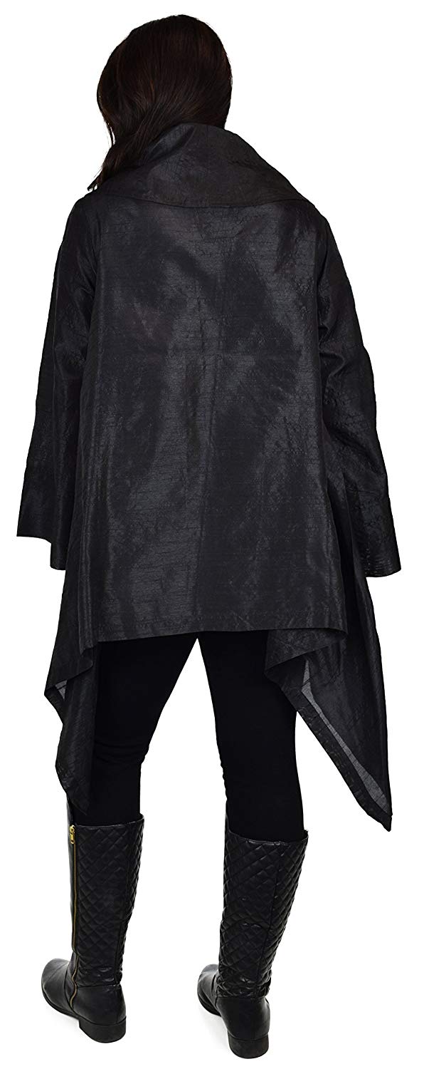 Dare2bStylish Women Plus Size Loose Fitting Poly Silk Designer Cover Up Duster Jacket