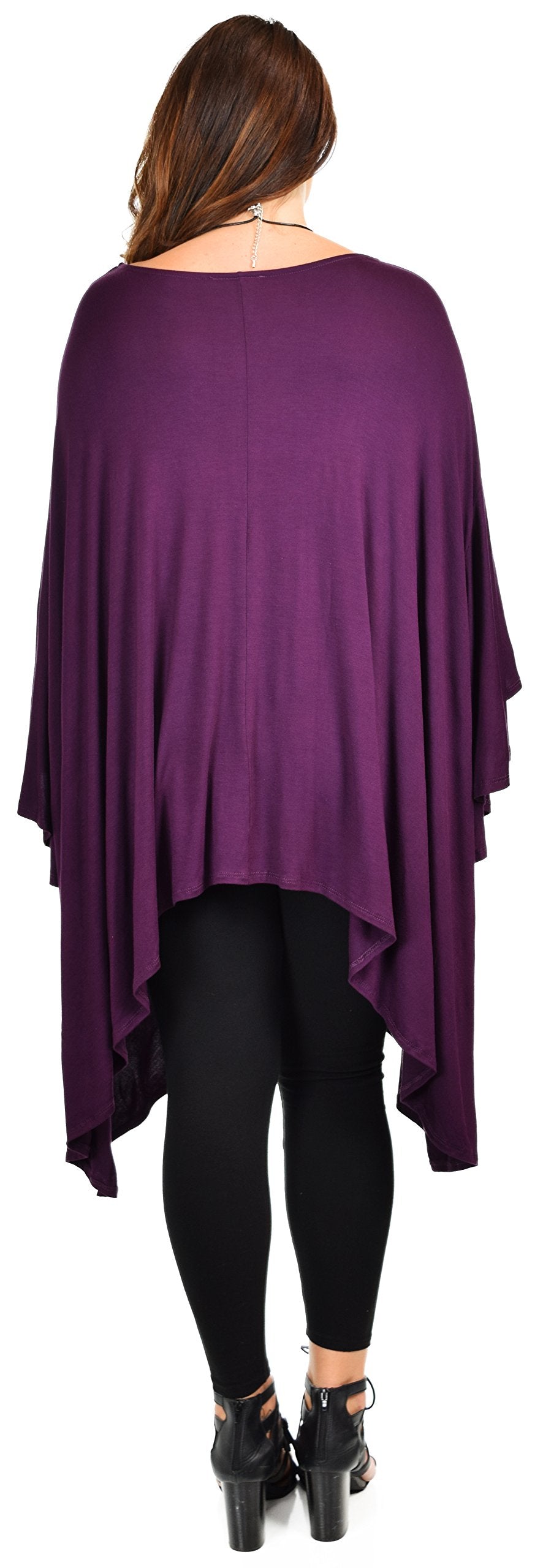 Asymmetrical Oversized Tunic , Full Figured Poncho Top, Plus Size Tunic top, Top Cover Up w/ Butterfly Sleeves
