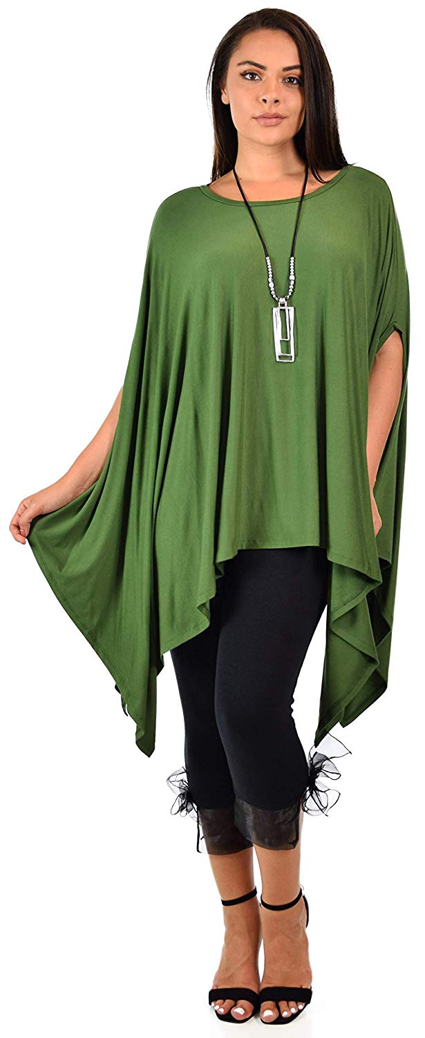 Dare2bStylish Women Versatile Loose Fit Dolman Poncho Tunic Dress Top Cover Up