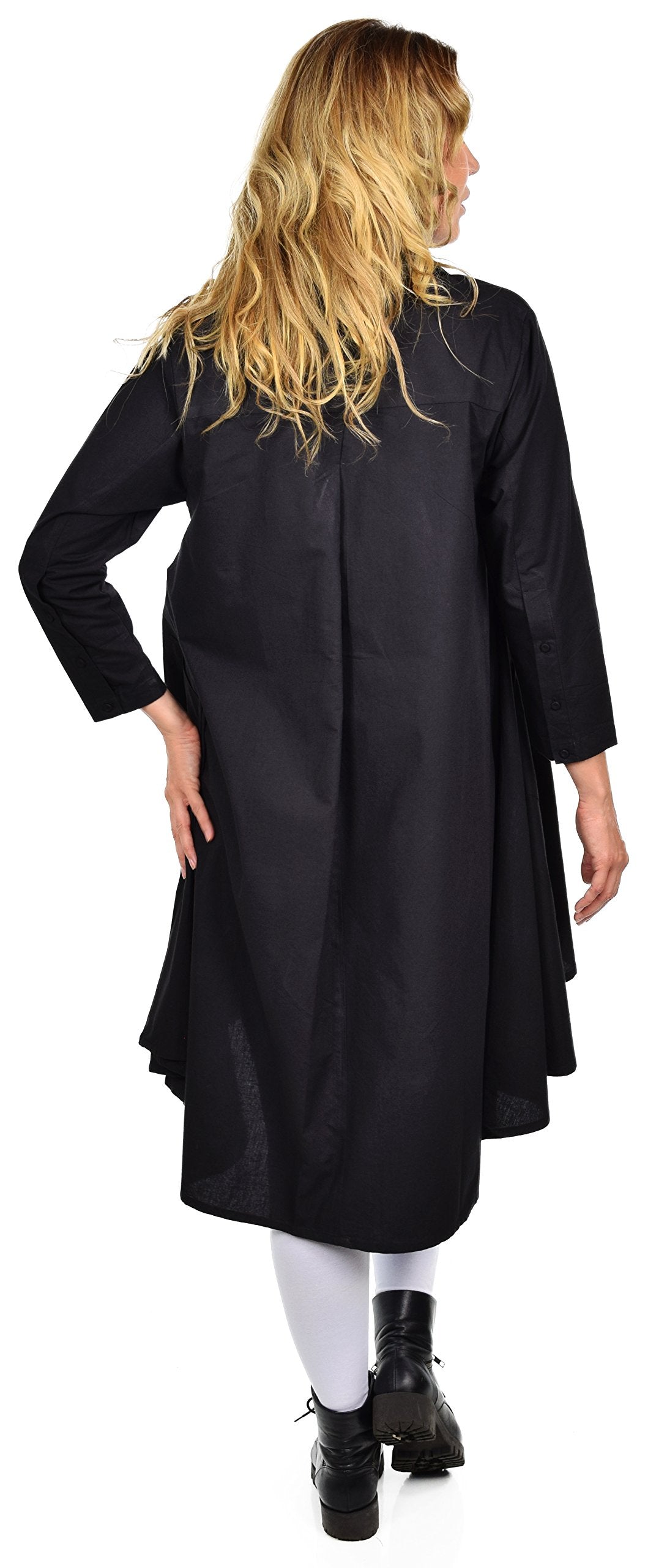 Hi Low Button Down A Line Swing Dress Shirt Top Reg and Plus Sizes
