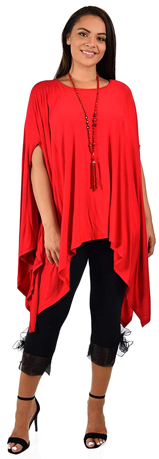 Dare2bStylish Women Versatile Loose Fit Dolman Poncho Tunic Dress Top Cover Up