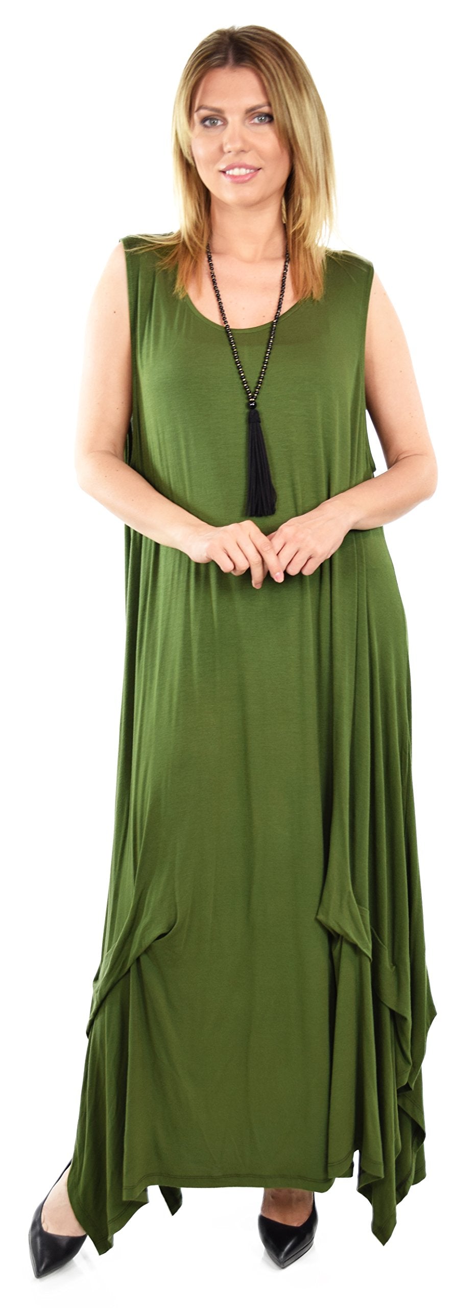 Sleeveless Loose Fitting Maxi Summer Dress in Plus Sizes
