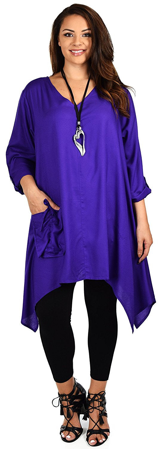Plus Size Asymmetrical Fishtail Swing Dress Tunic Top