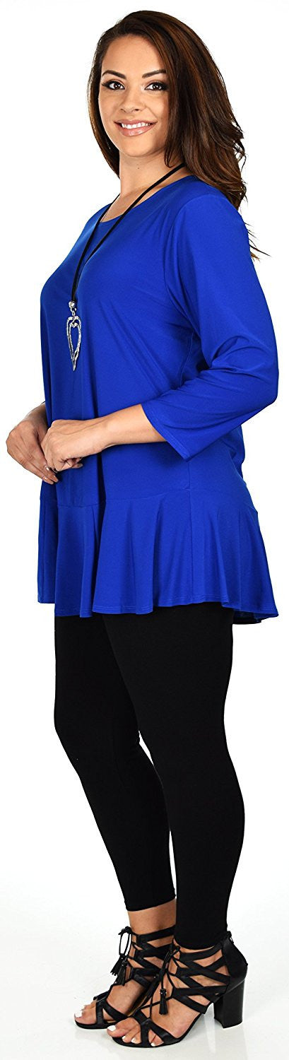Plus Size Flare Hem Babydoll Summer Swing Tunic Blouse Top