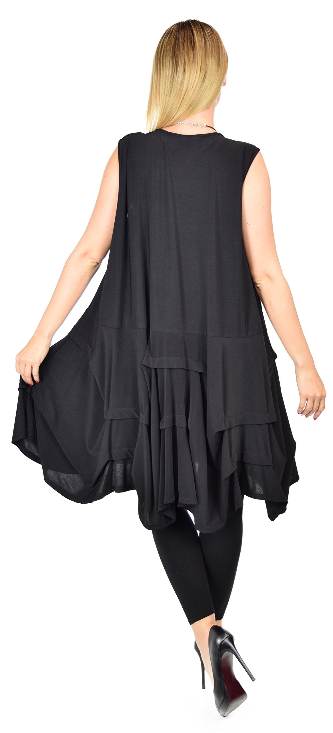 Plus Size Puckered Sleeveless Tunic Dress | Swing Dress | Swing Top