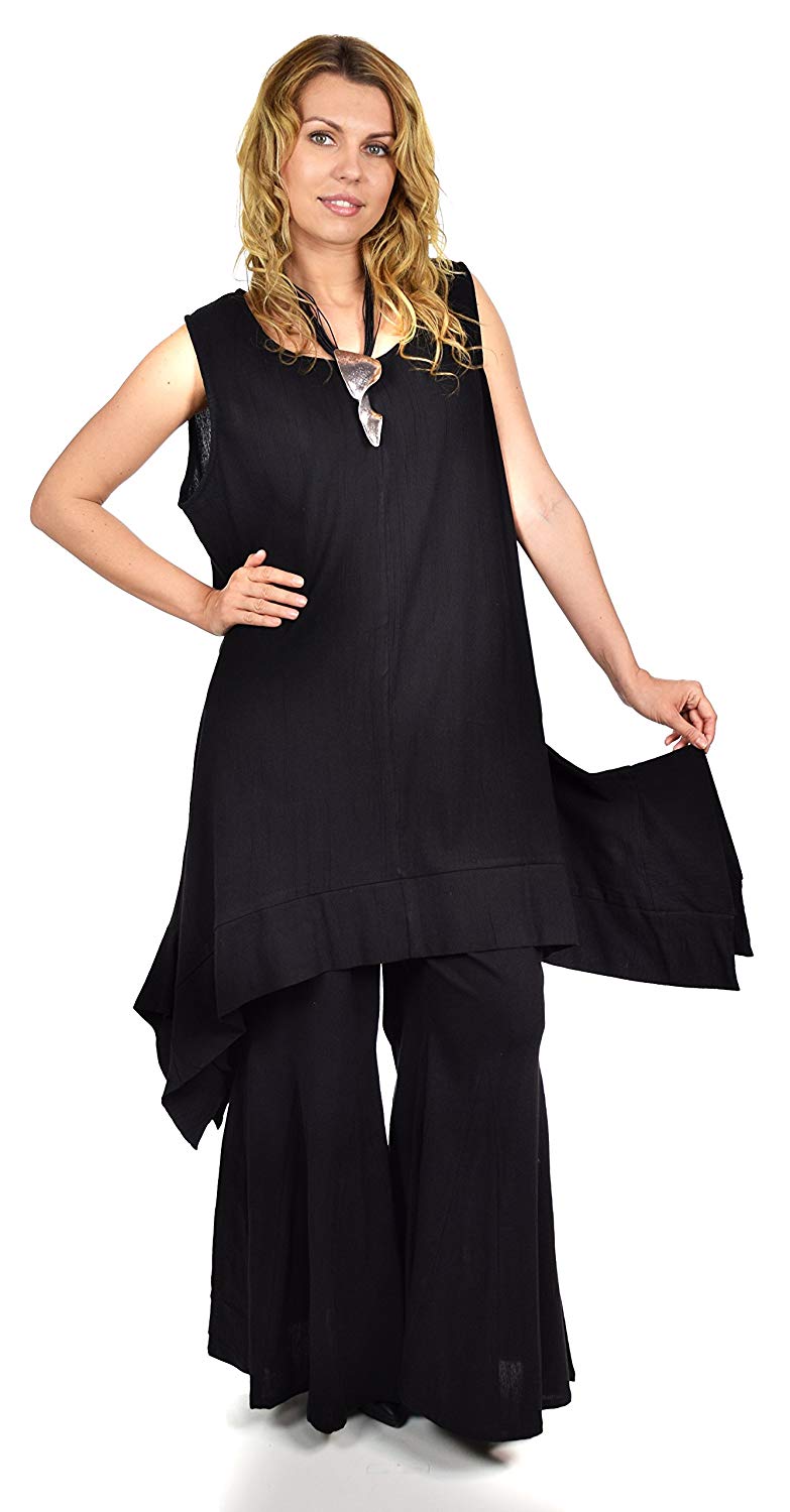 Dare2bStylish Women 2 Piece Summer Top & Flared Pants Set Outfit in Plus Sizes