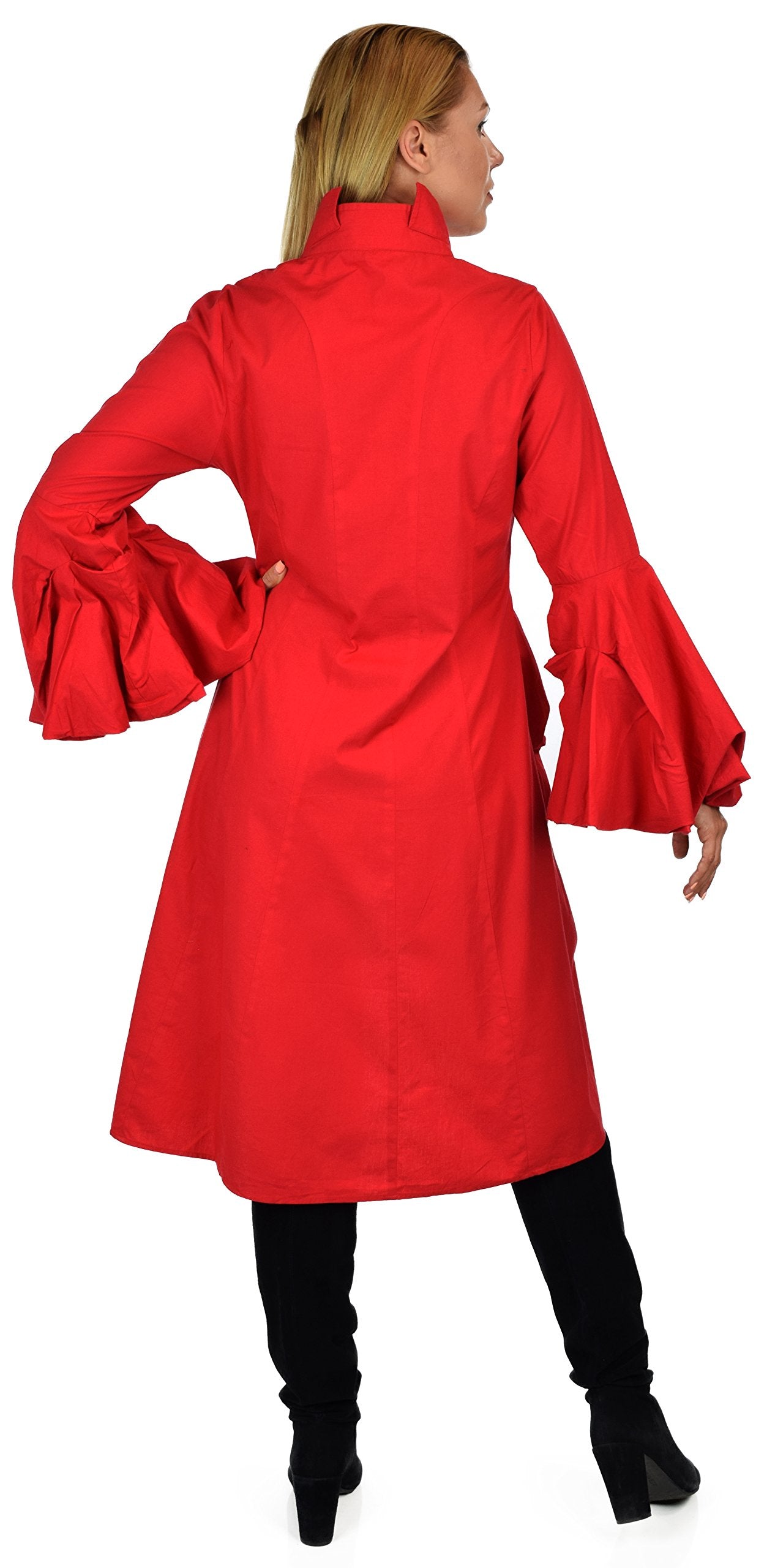 Dare2bStylish Women Western High Low Dress Shirt Blouse w/ Edwardian Sleeves | Reg & Plus Sizes