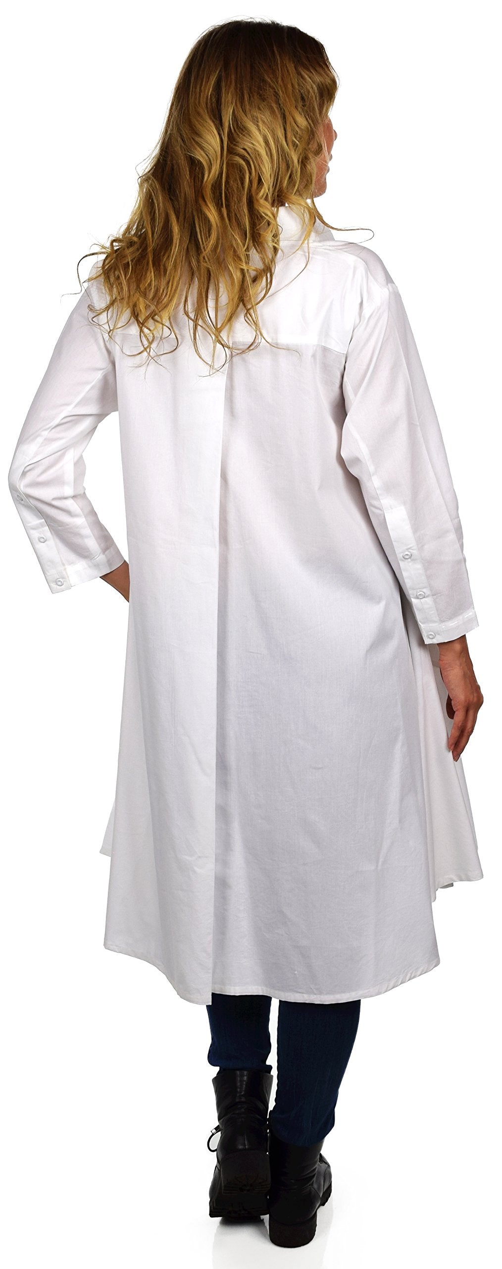 Hi Low Button Down A Line Swing Dress Shirt Top Reg and Plus Sizes
