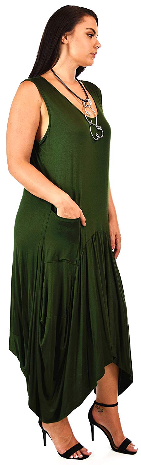 Dare2BStylish Plus Size High Low Sleeveless Loose Fitting Maxi Dress