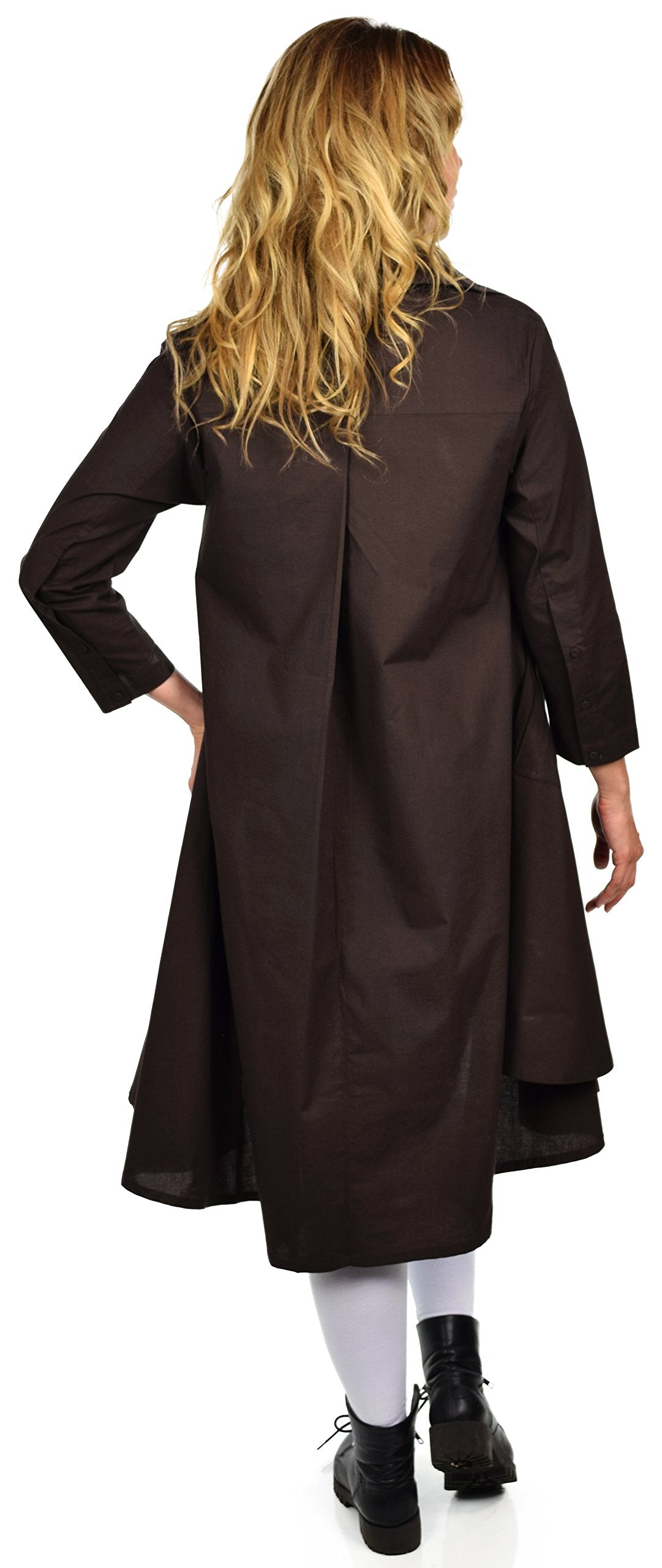 Hi Low Button Down A Line Swing Dress Shirt Top Reg and Plus Sizes