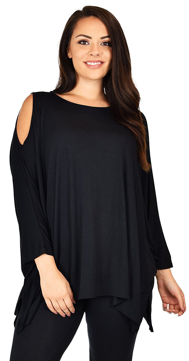 Plus Size Fullsleeve Cold-Shoulder Top Tunic