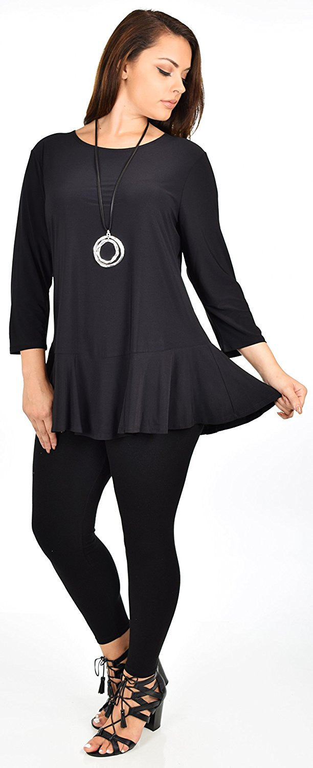Plus Size Flare Hem Babydoll Summer Swing Tunic Blouse Top