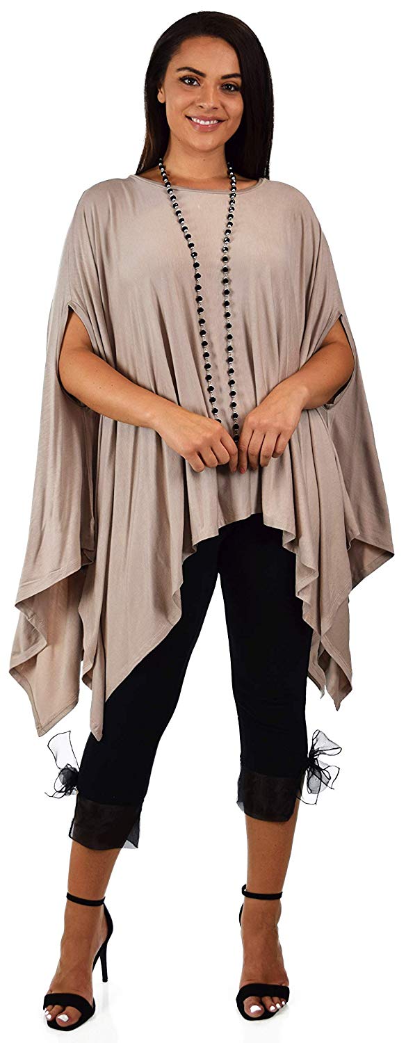 Dare2bStylish Women Versatile Loose Fit Dolman Poncho Tunic Dress Top Cover Up