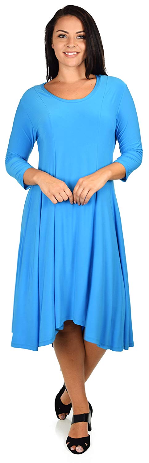 Dare2bstylish Plus Size Mid Calf Midi A Line Dress