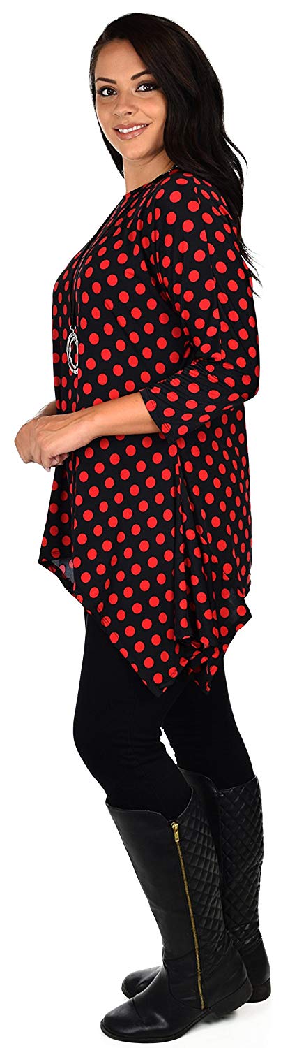 Dare2bStylish Women Vintage Polka Dot Asymmetrical Fishtail Swing Tunic Shirt Top