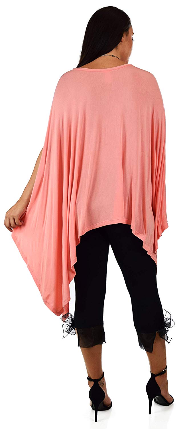 Dare2bStylish Women Versatile Loose Fit Dolman Poncho Tunic Dress Top Cover Up