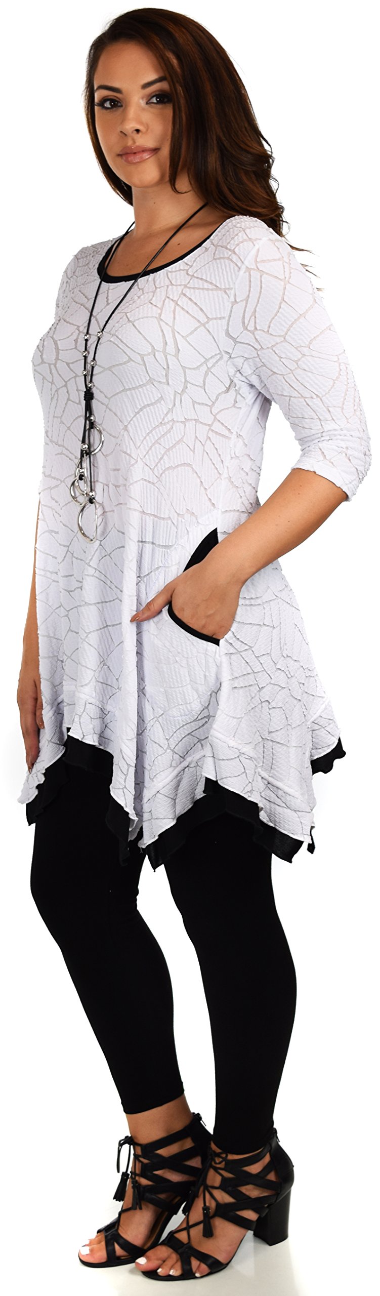 Plus Size 3/4 Sleeve A Line Swing Tunic Dress Blouse Top