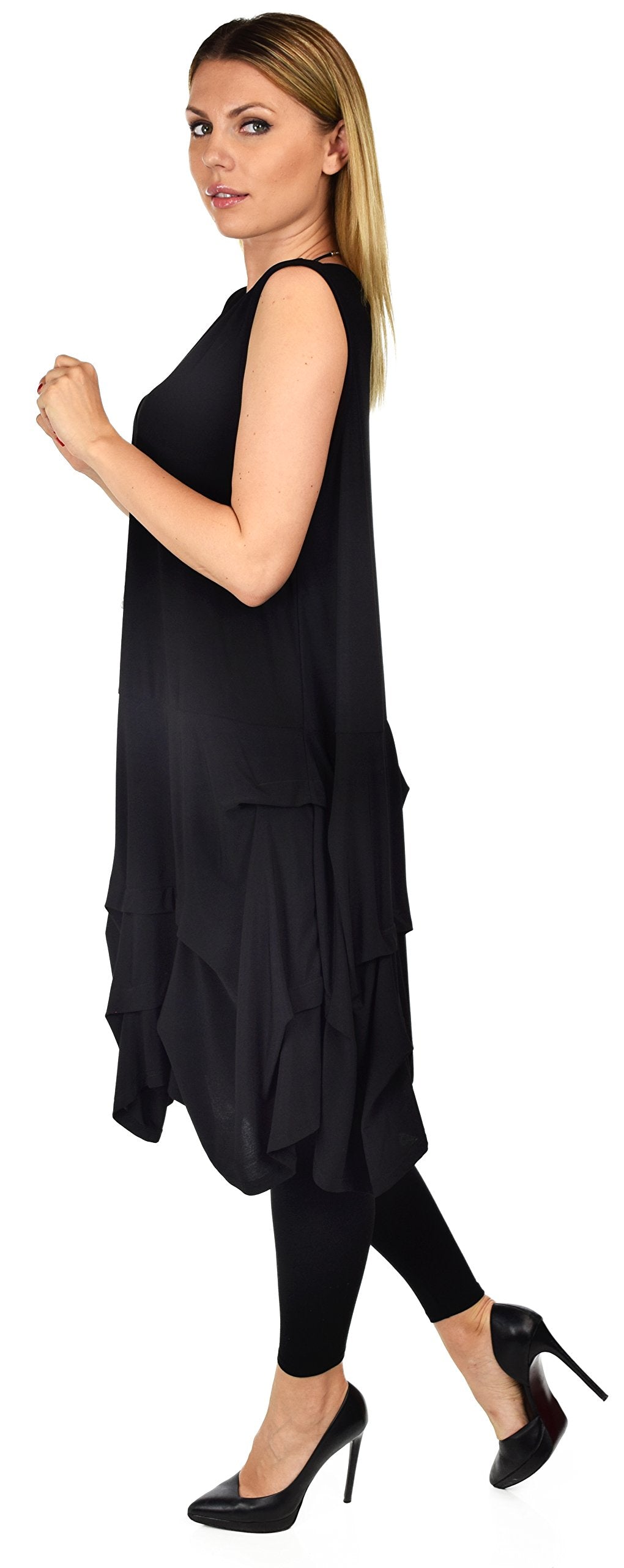 Plus Size Puckered Sleeveless Tunic Dress | Swing Dress | Swing Top