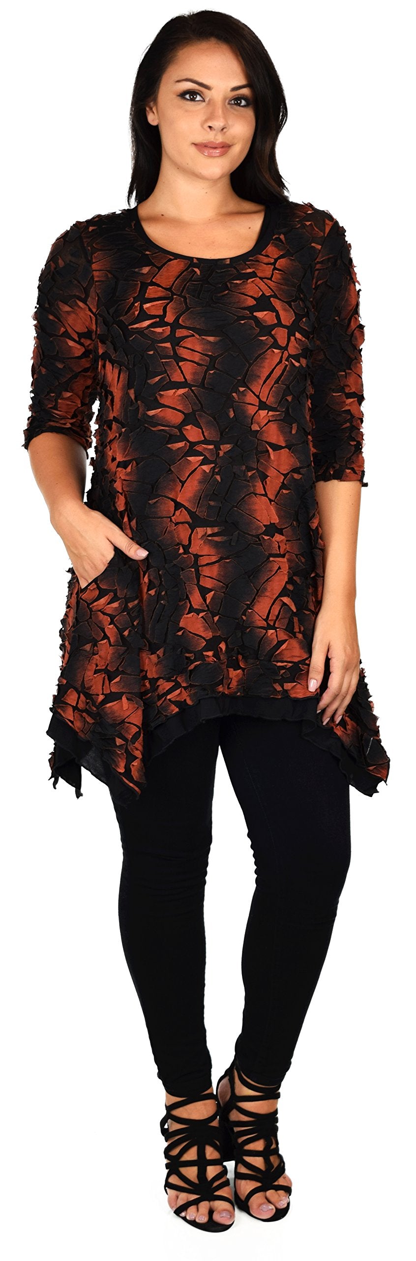 Plus Size 3/4 Sleeve A Line Swing Tunic Dress Blouse Top