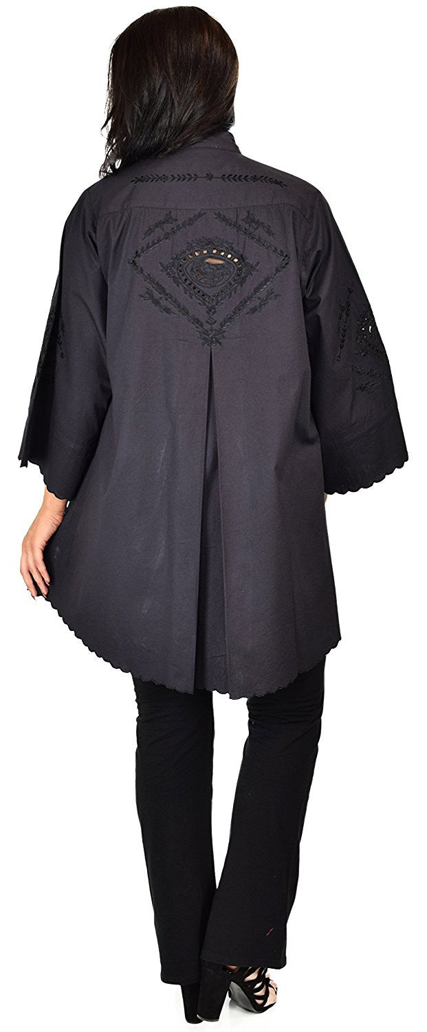 Embroidered Shirt, Plus Size Shirt, Oversized Button Down Dress Shirt, Embroidered Blouse