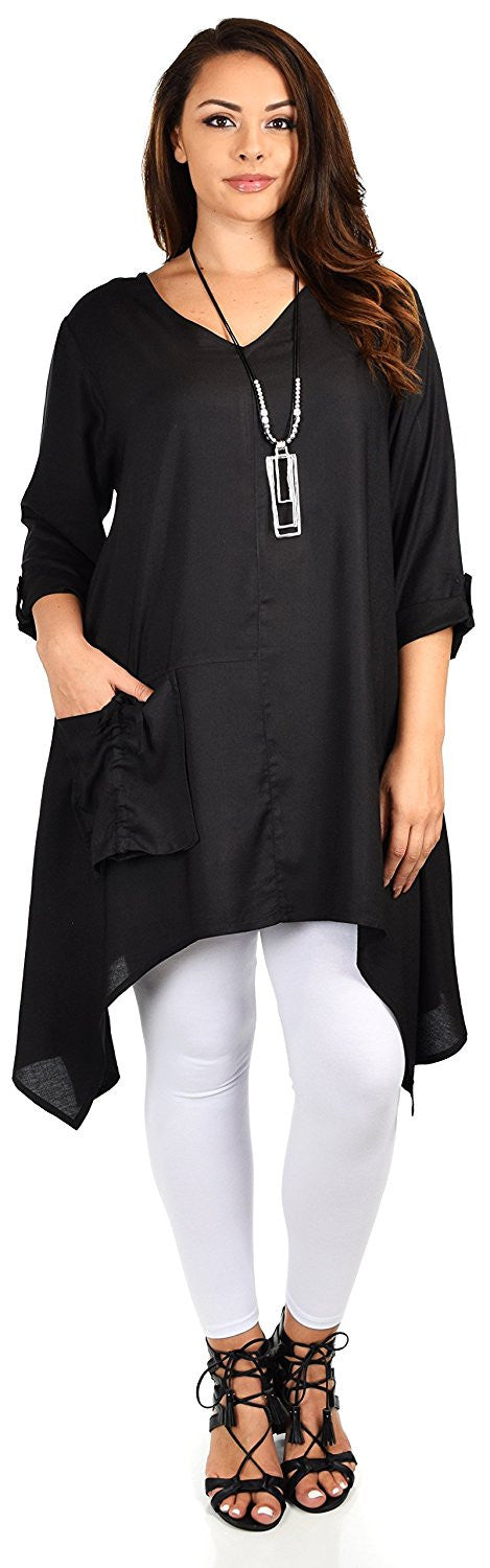 Plus Size Asymmetrical Fishtail Swing Dress Tunic Top