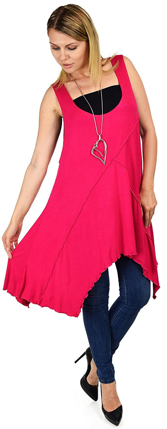Summer Swing Flared Tank Top | Sleeveless Tunic Blouse Top