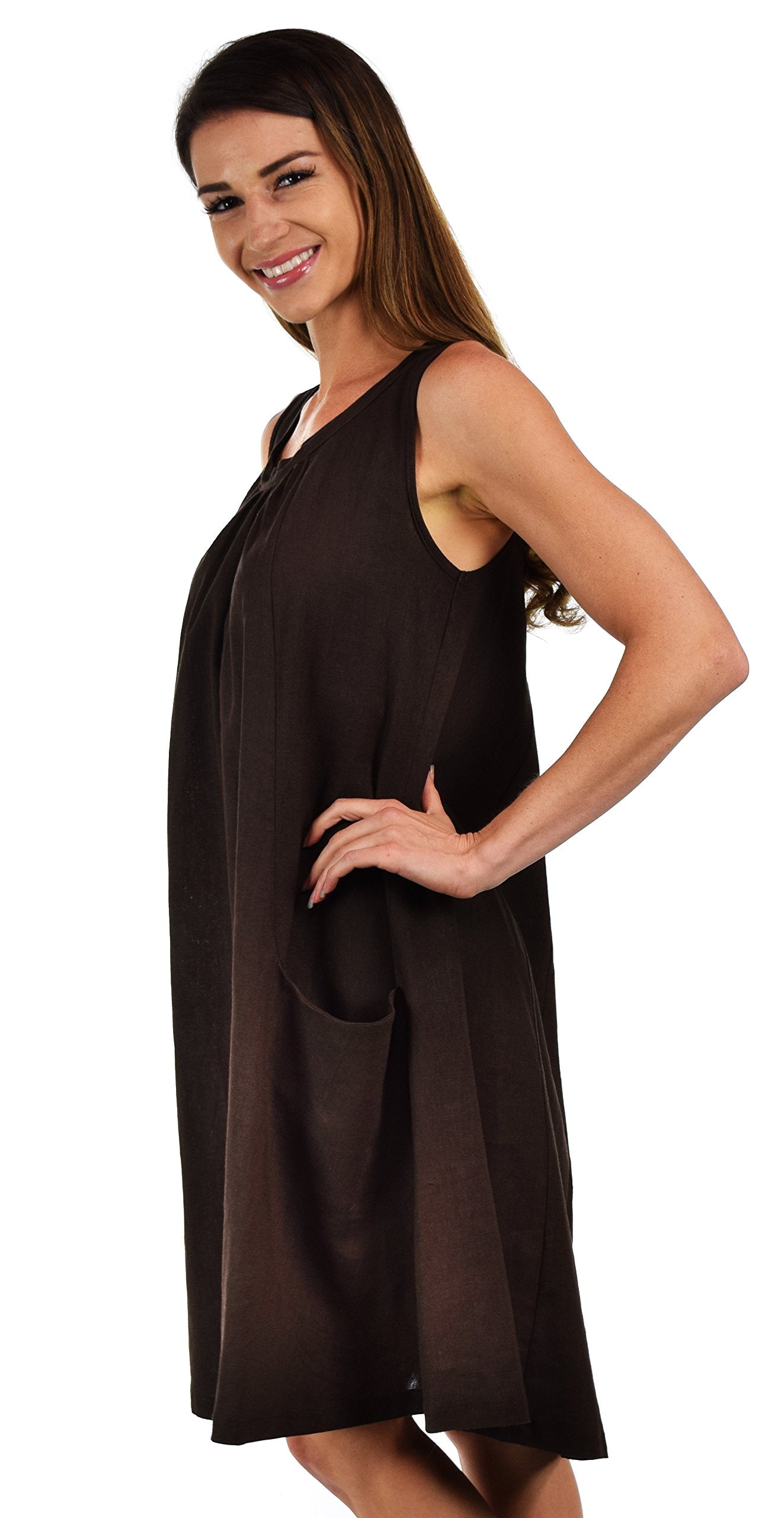 Made In USA, Sleeveless Linen Dress, Linen Midi Dress, Peek-a-boo Linen Dress, Summer Linen Dress w/Bow Tie Back Plus Sizes